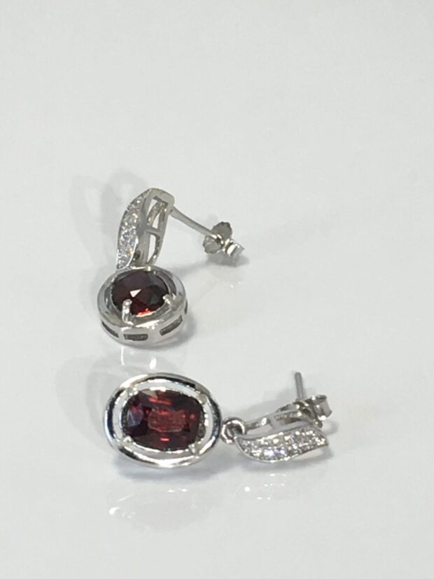 Garnet 92.5 Silver Earrings