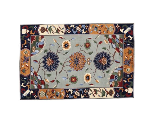 Hand-knotted Nepalese Rug with Marigold Flowers