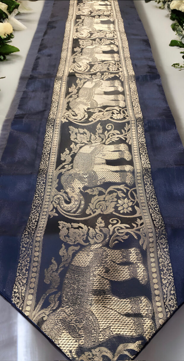 Exquisite Thai Silk Black Table Runner - Image 3