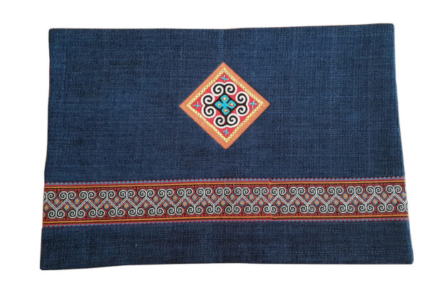 Hmong Artisan Blue Hemp Placemat with Silk Backing - Himalayan gateway